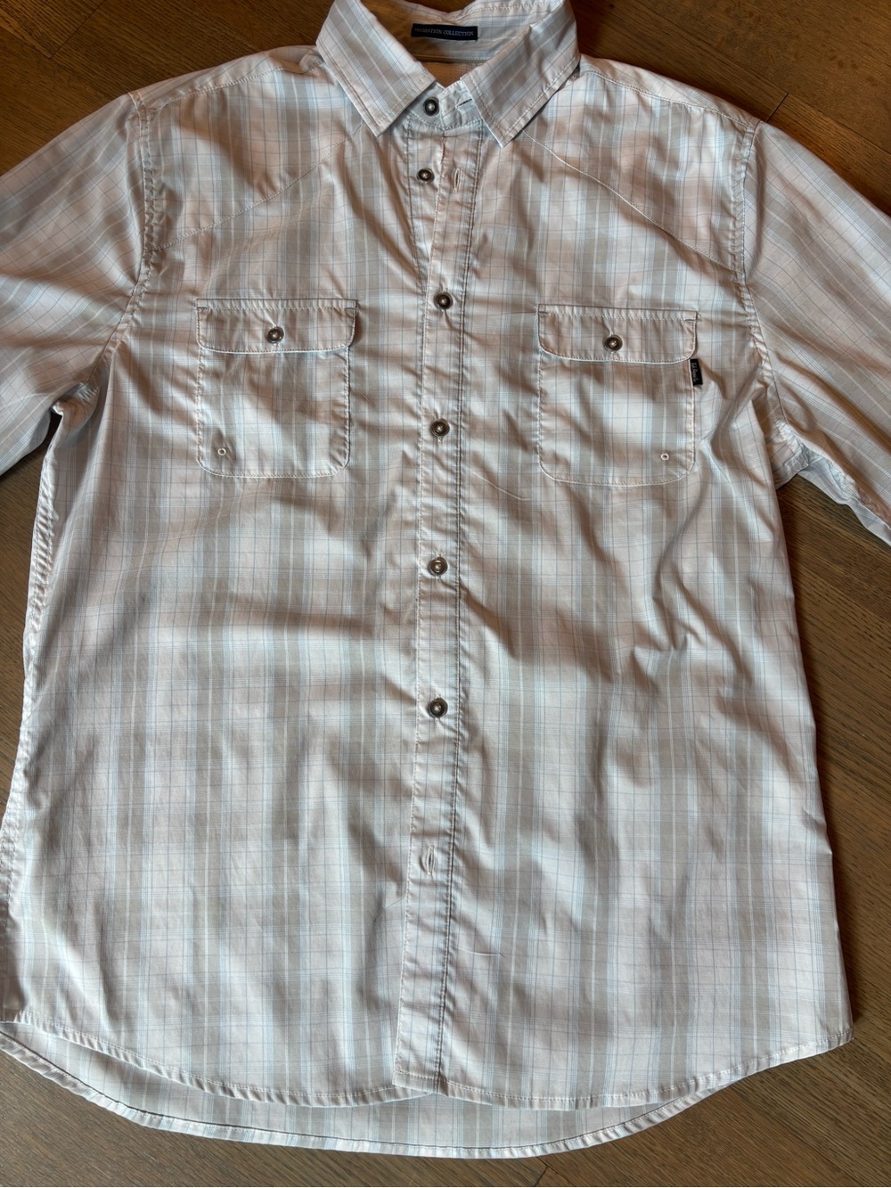 Fish Hippie Men's Light White Plaid Long-Sleeve Button-Down Shirt